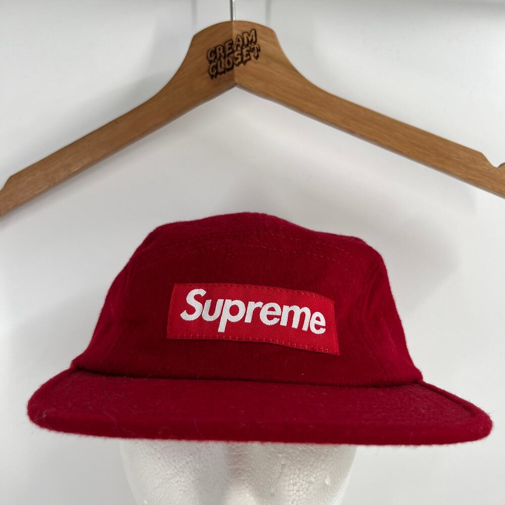 FW11 2011 Supreme NYC Loro Piana Box Logo Camp Cap Hat in Red